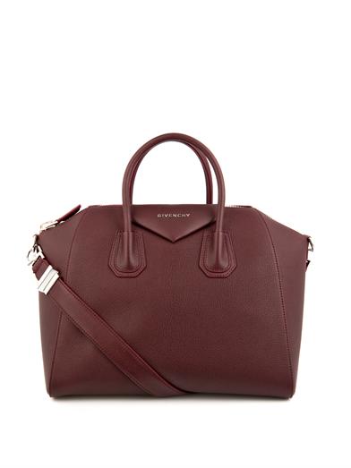 givenchy leather burgundy tote